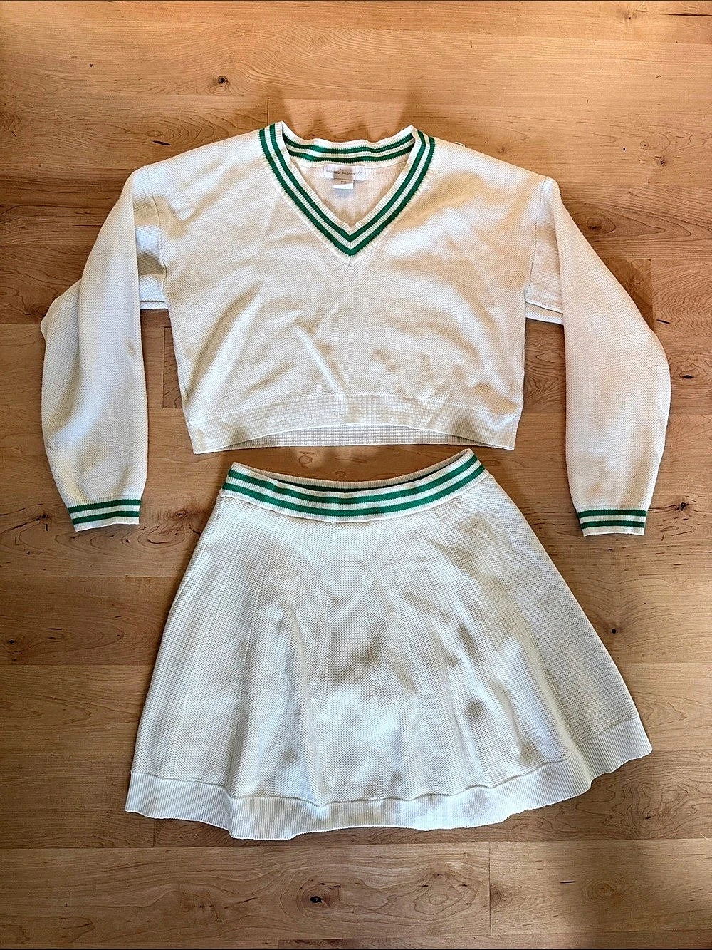 House of Harlow 1960 Varsity Stripe Crop Sweater and Skirt Set Small